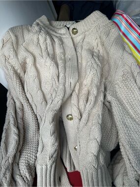 Tuckernuck Cream Cable-Knit Button Cardigan